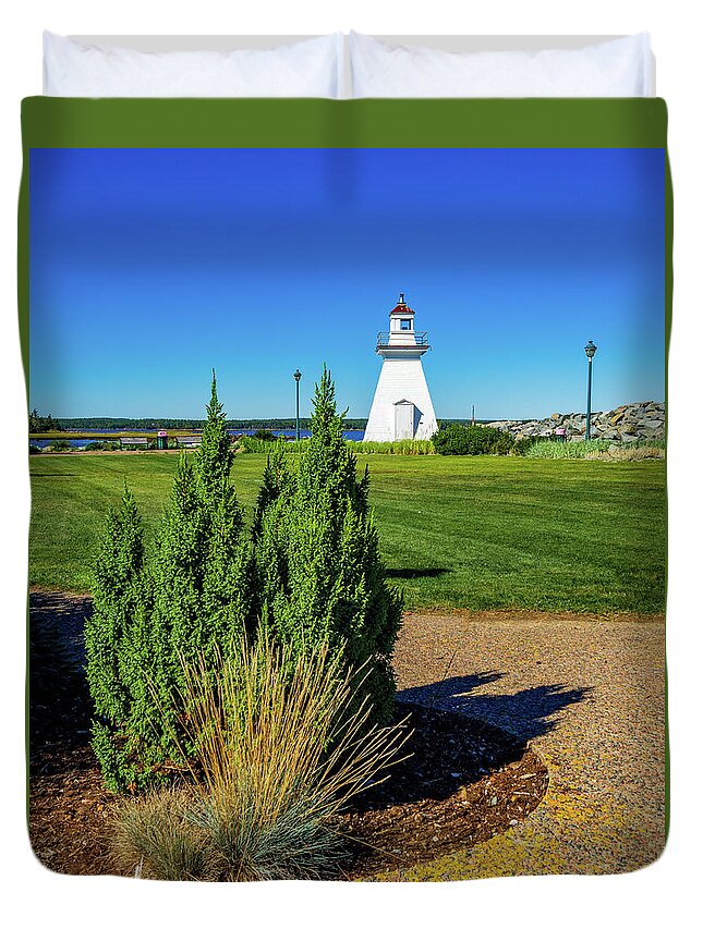 5x4 Duvet Cover featuring the photograph Lighthouse Park, Port Medway, Nova Scotia, Canada by Mark Llewellyn