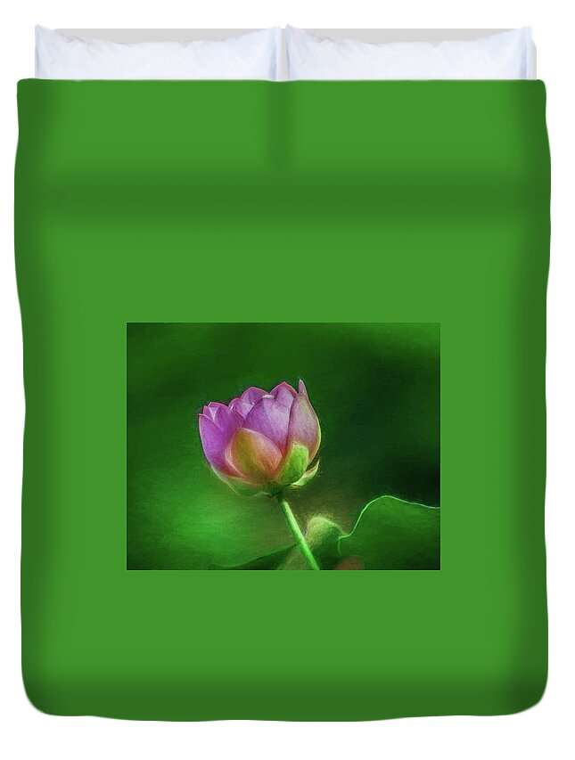 Landscape Lotus Flower Duvet Cover featuring the photograph Lighting the Lotus Flower by Kevin Lane