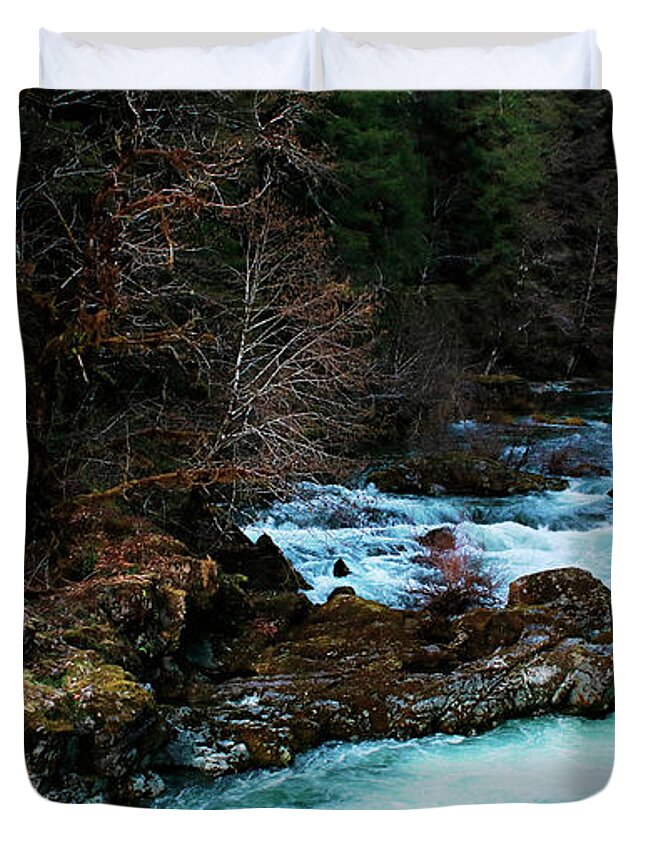 Oregon Forest Duvet Cover featuring the photograph Like A Song by Janie Johnson