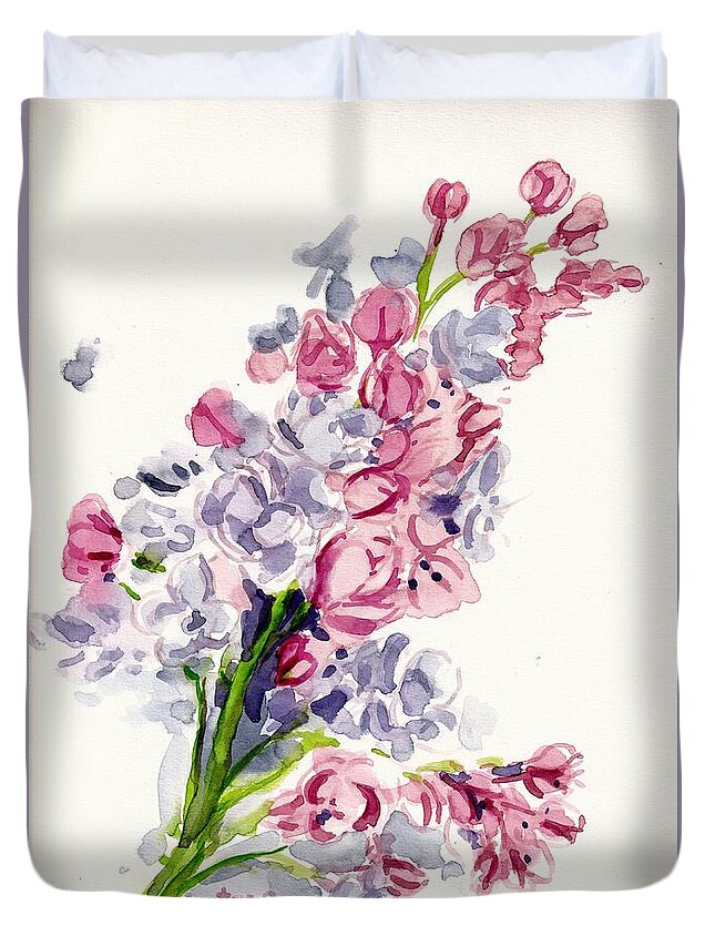 Lilac Duvet Cover featuring the painting Lilac Blossom by George Cret