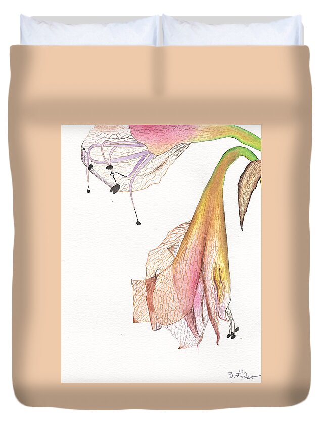 Amaryllis Duvet Cover featuring the painting Amaryllis - Beauty Never Dies #2 by Bob Labno
