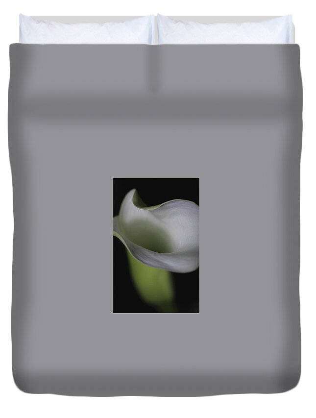 Botanical Duvet Cover featuring the photograph Lily Green Grey by Julie Powell