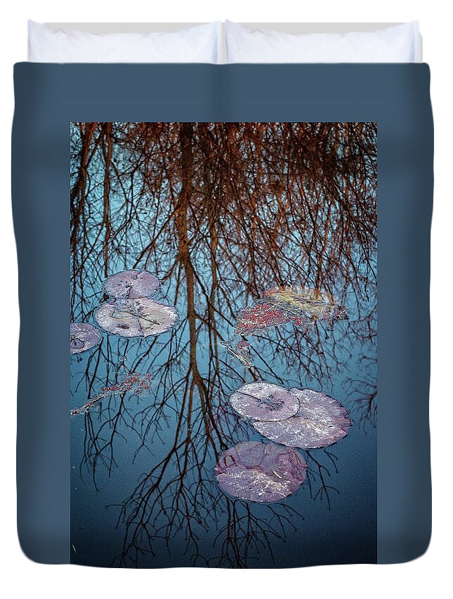 Nature Duvet Cover featuring the photograph Lily Pads Among the Trees by George Taylor
