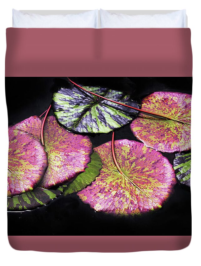 Lily Pad. Pond Duvet Cover featuring the photograph Lily Pond Jewels Afloat by Jessica Jenney