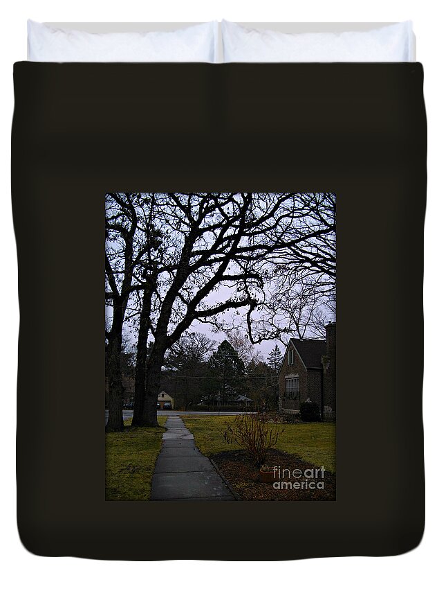 Nature Duvet Cover featuring the photograph Limbs and Lines - Neighborhood Tree by Frank J Casella
