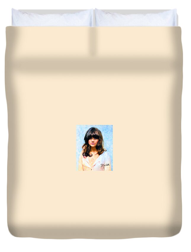 Rock And Roll Duvet Cover featuring the painting Linda Ronstadt by Steve Mitchell