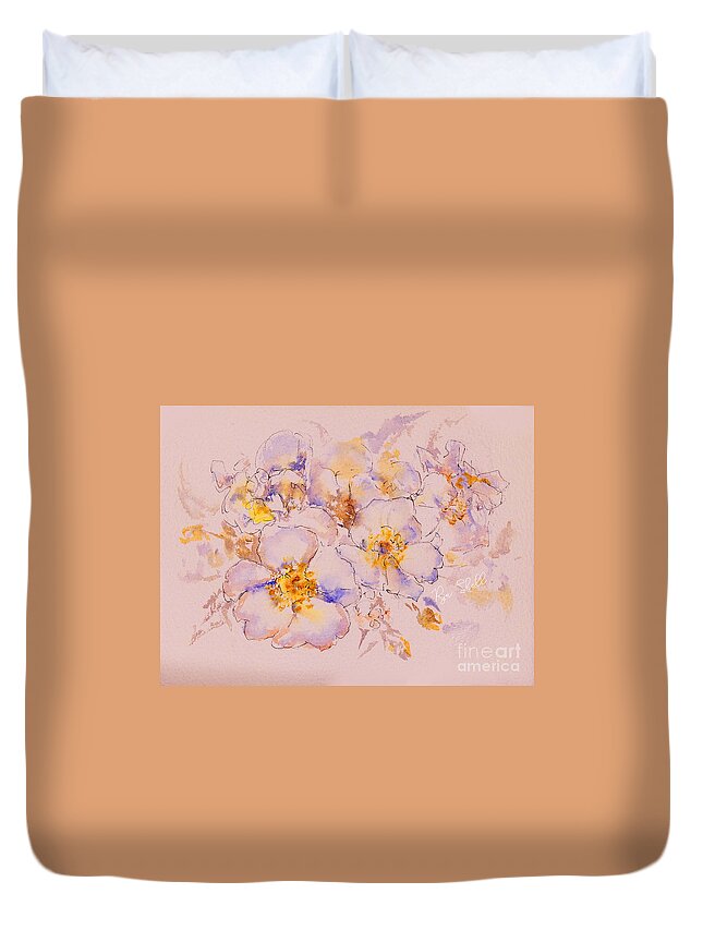 Line And Wash Rose Duvet Cover featuring the painting Line and Wash Rose by Ryn Shell
