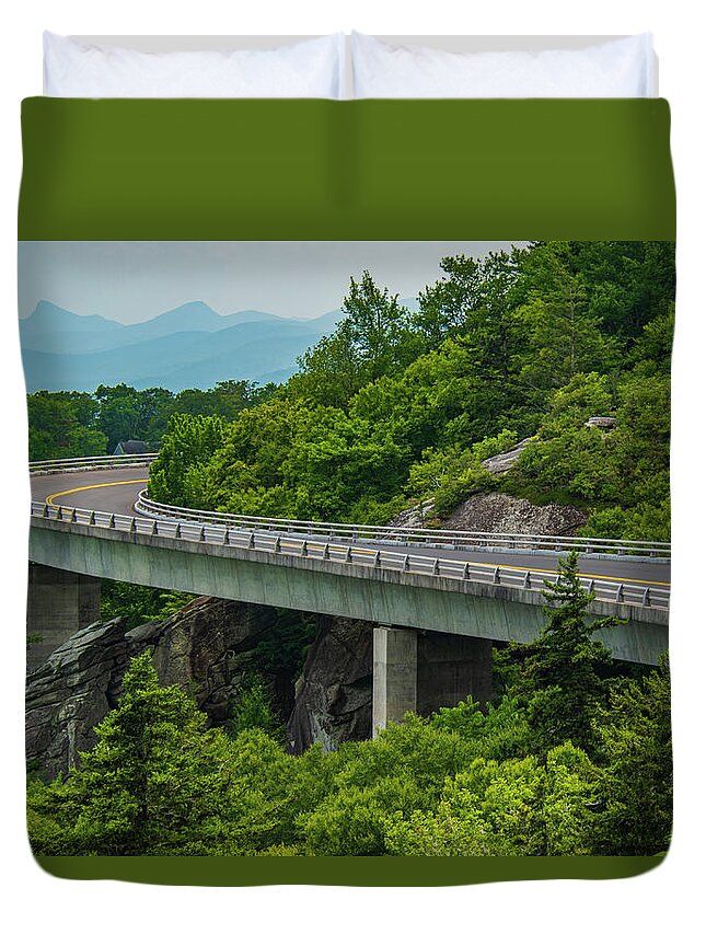 Blue Ridge Mountains Duvet Cover featuring the photograph Linn Cove Viaduct by Melissa Southern