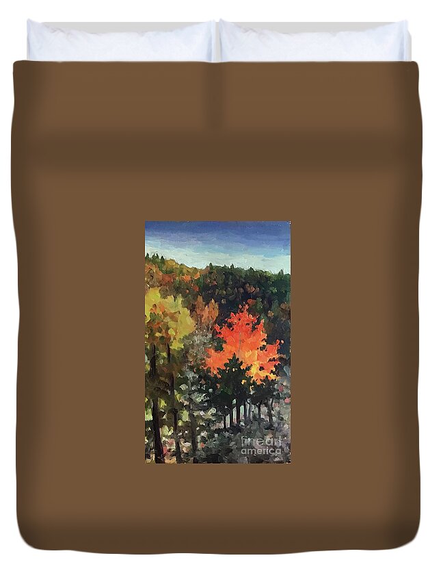 Fall Duvet Cover featuring the painting Linville Glow by Anne Marie Brown