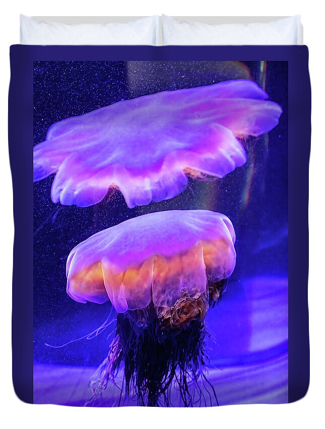 Ocean Duvet Cover featuring the photograph Lions Mane Twins by Bob Cournoyer