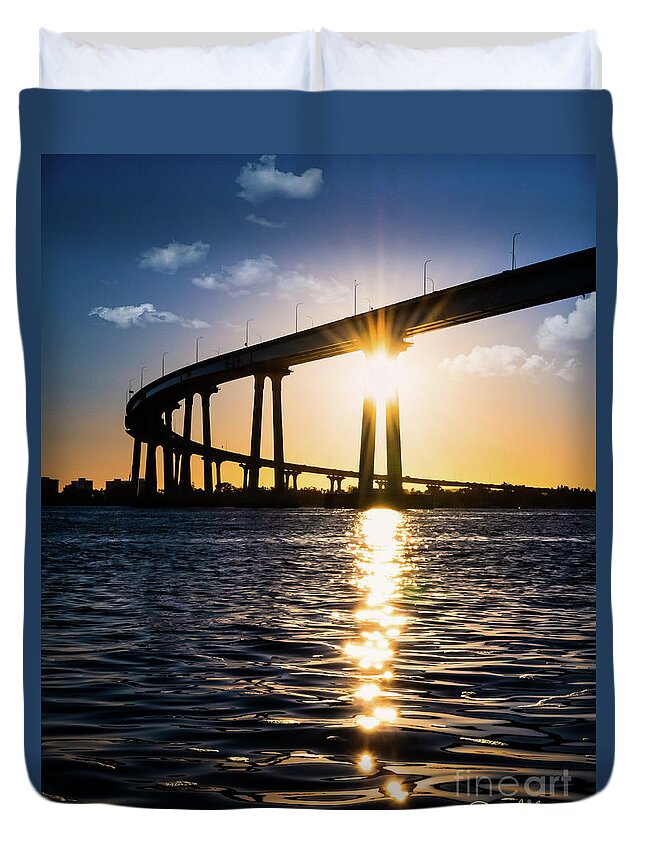 California Duvet Cover featuring the photograph Liquid Sun Drops Under the Bridge by David Levin