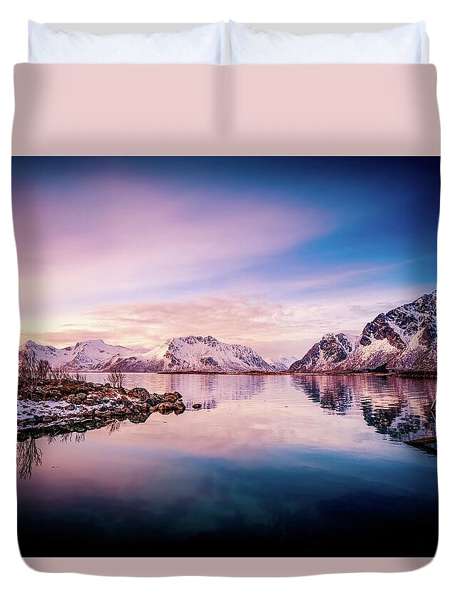 Sunset Duvet Cover featuring the photograph Listen Colors by Philippe Sainte-Laudy