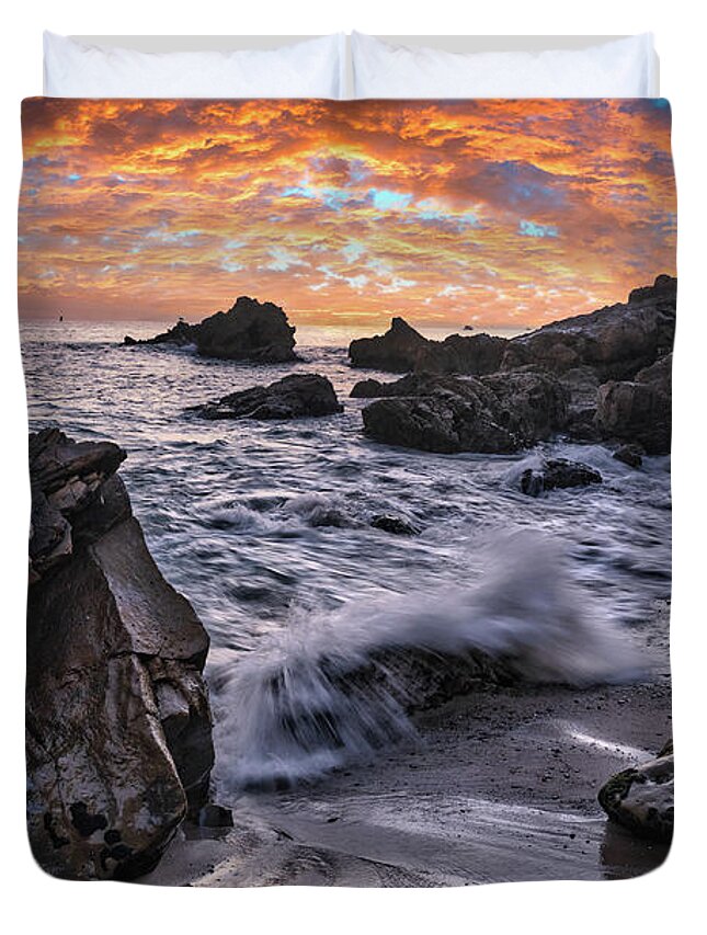 Sunset Duvet Cover featuring the photograph Little Corona Del Mar Art Print by Abigail Diane Photography
