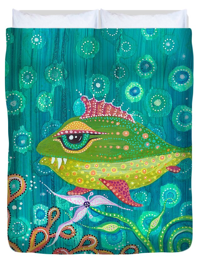 Fish Duvet Cover featuring the painting Little Frankie by Tanielle Childers