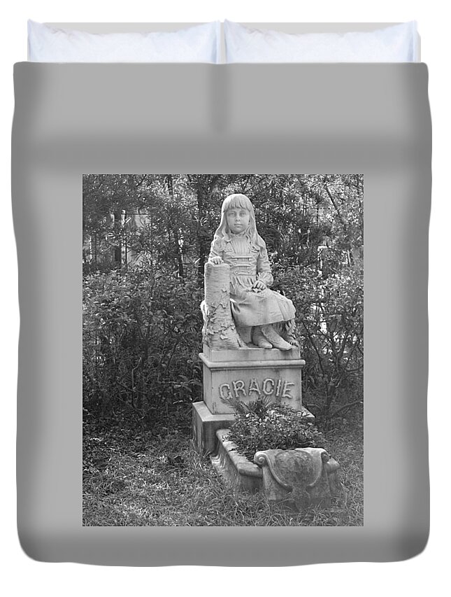 Gracie Duvet Cover featuring the photograph Little Miss Gracie BW by Lee Darnell