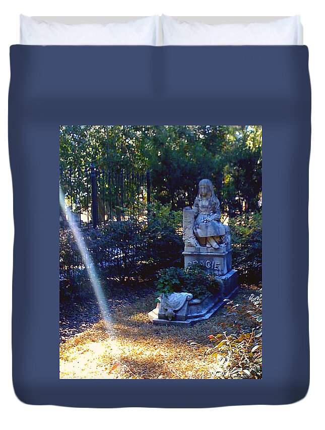 Gracie Duvet Cover featuring the photograph Little Miss Gracie Greeting Me With a Beam by Lee Darnell
