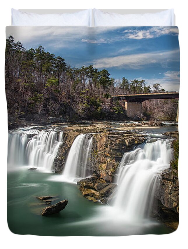 Alabama Duvet Cover featuring the photograph Little River Canyon Cascade by Andy Crawford