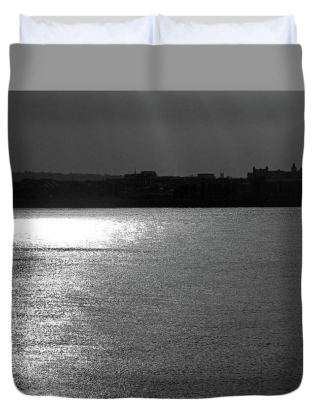 Liverpool Duvet Cover featuring the photograph LIVERPOOL. River Mersey. Sunlight. by Lachlan Main