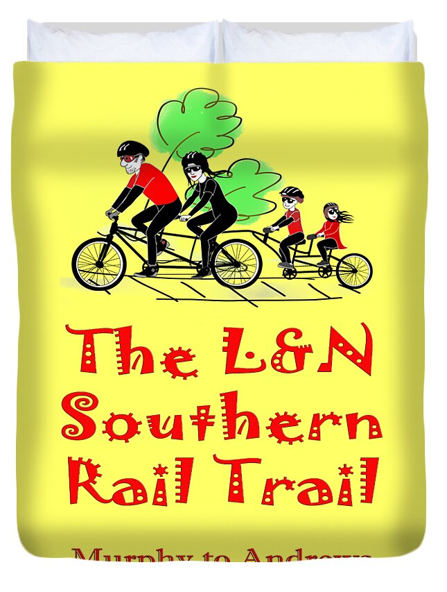 Rail Duvet Cover featuring the digital art LN Southern Rail Trail by Debra and Dave Vanderlaan