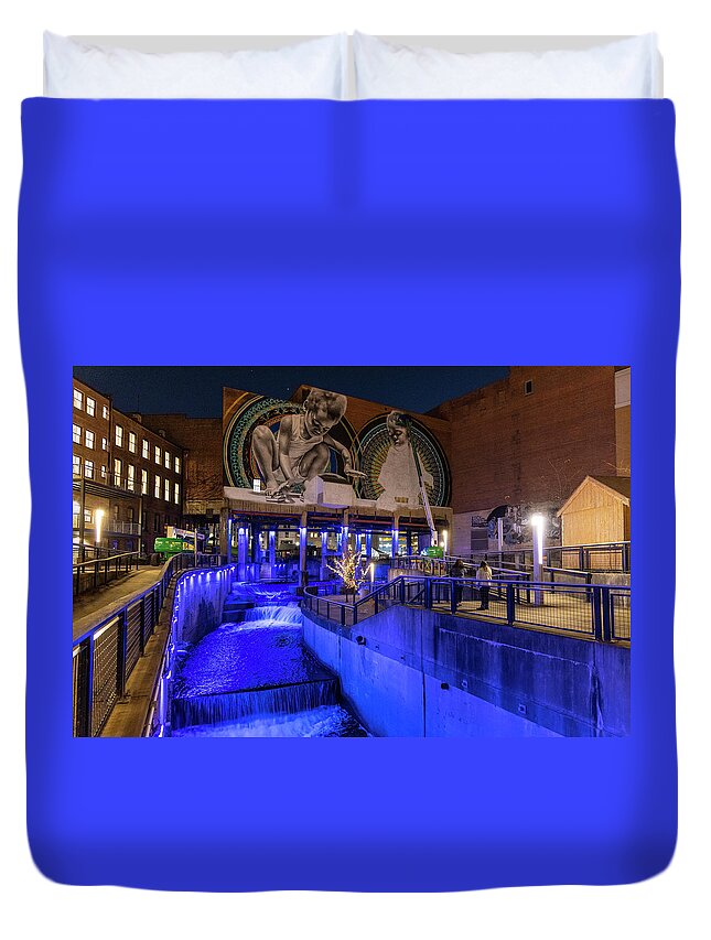 Lock 4 Duvet Cover featuring the photograph Lock 4 at Night V by Tim Fitzwater