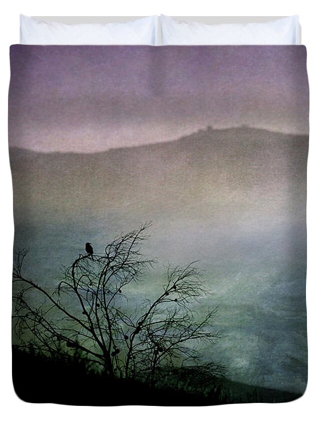 Moody Duvet Cover featuring the digital art Lonesome Point by Nicole Wilde
