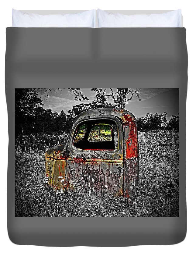  Duvet Cover featuring the digital art Long Term parking by Fred Loring