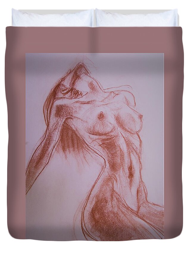 Beautiful Duvet Cover featuring the drawing Look At Me Now by Jarmo Korhonen aka Jarko