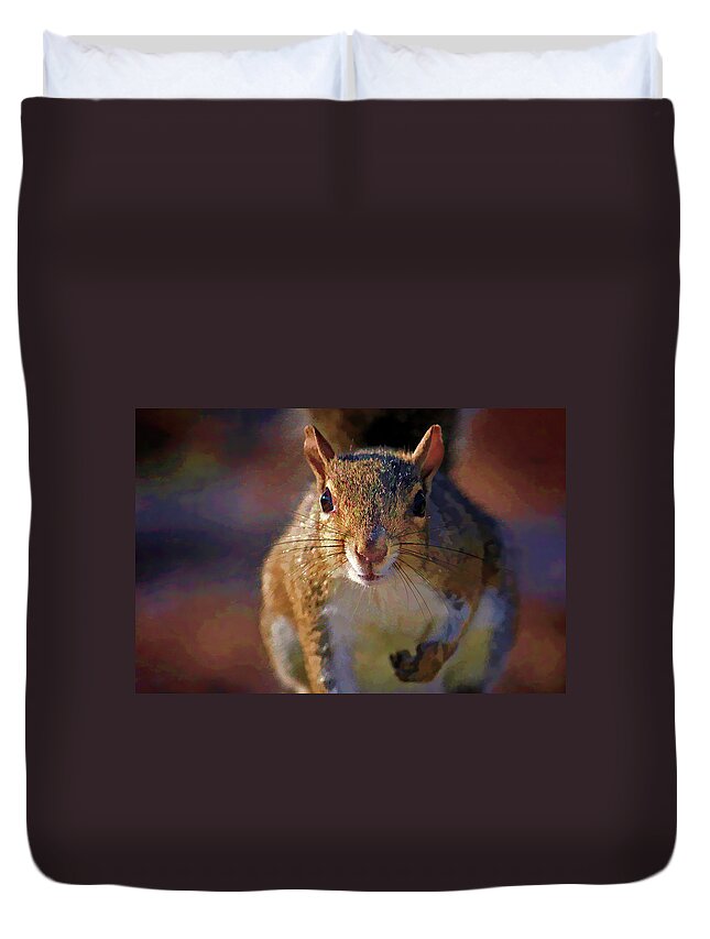 Eastern Gray Squirrel Duvet Cover featuring the photograph Look Into My Eyes by HH Photography of Florida