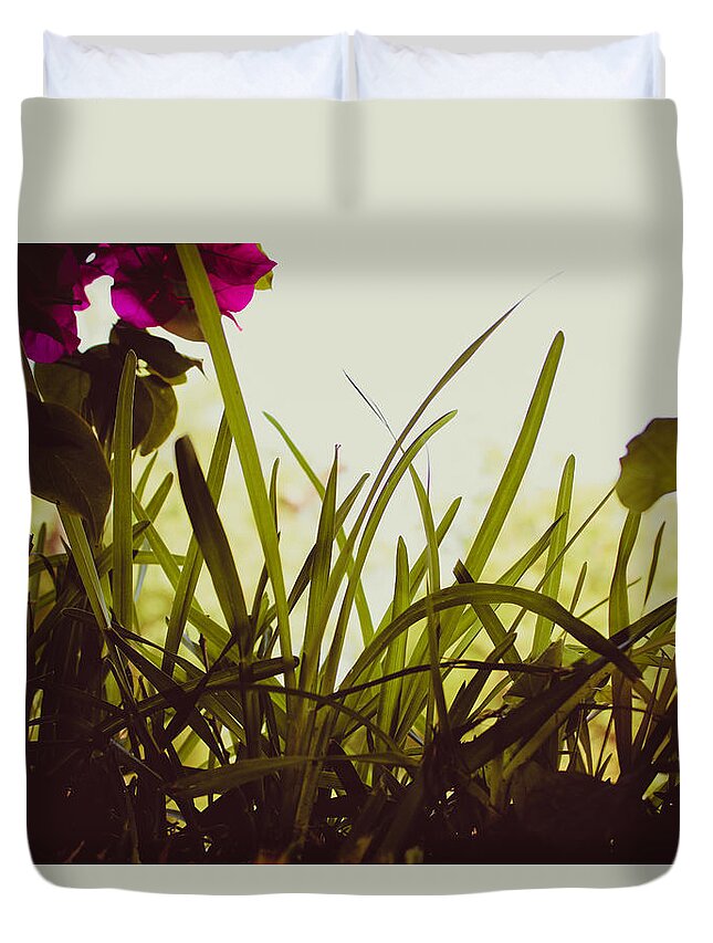 Grass Duvet Cover featuring the photograph Looking through the Grass by W Craig Photography