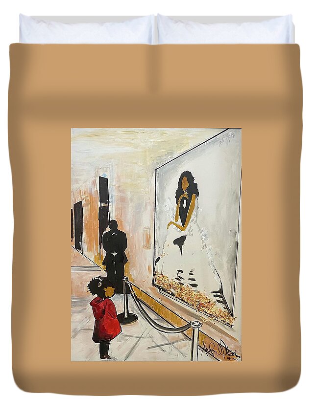  Duvet Cover featuring the painting Looking up at Greatness by Angie ONeal