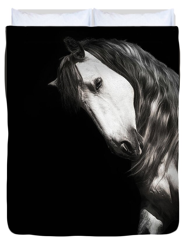 Horse Duvet Cover featuring the photograph Lord of the Dance - Horse Art by Lisa Saint