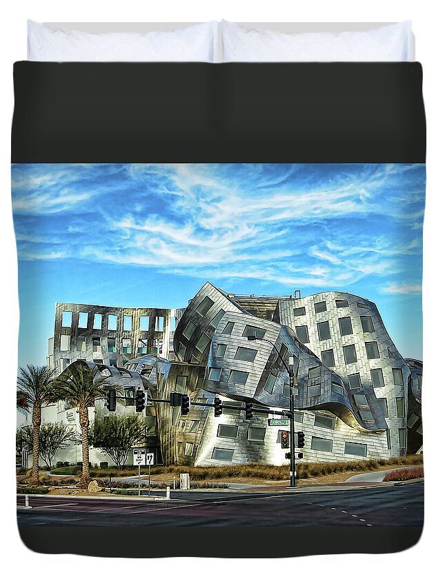 Abstract Duvet Cover featuring the photograph Lou Ruvo Center Las Vegas by Tatiana Travelways