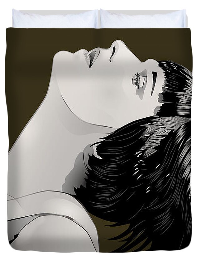 Louise Brooks Official Duvet Cover featuring the digital art Louise Brooks in Berlin - Ochre Umber by Louise Brooks