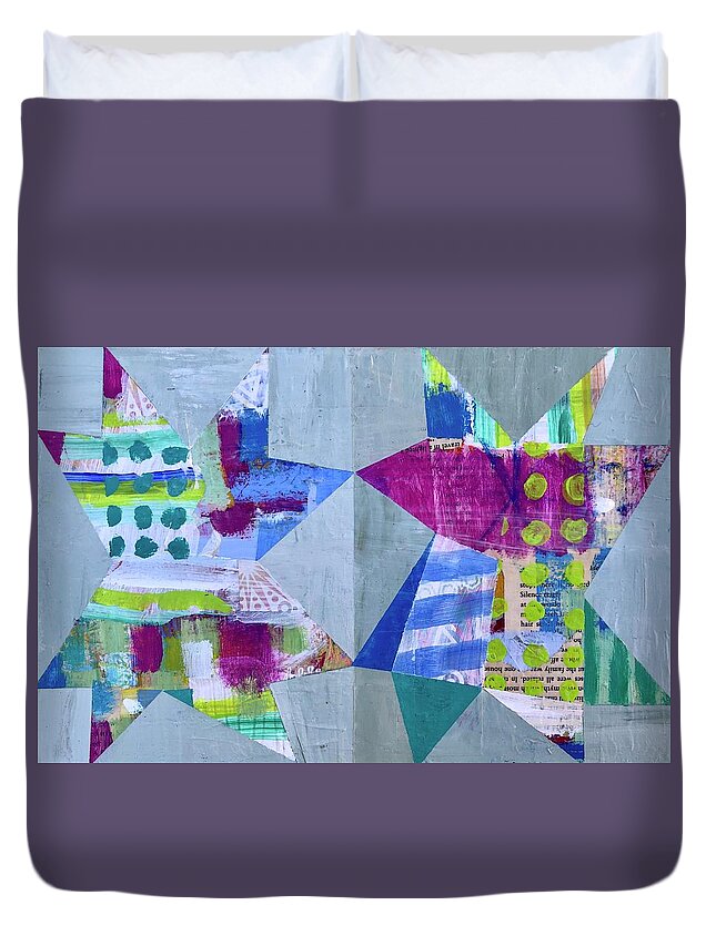 Stars Duvet Cover featuring the painting Love Bugs by Cyndie Katz