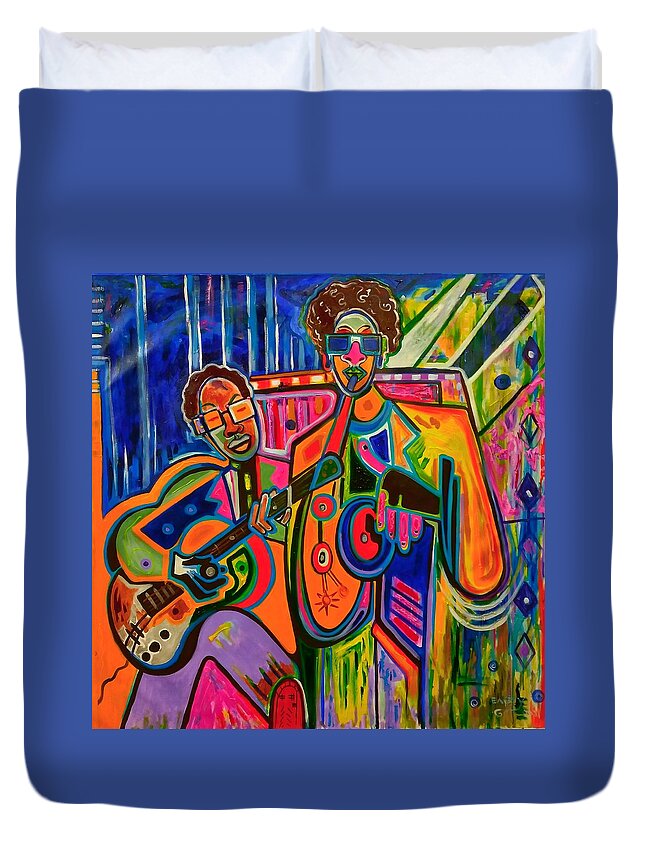 African American Abstract Music Duvet Cover featuring the painting Love those colors by Emery Franklin