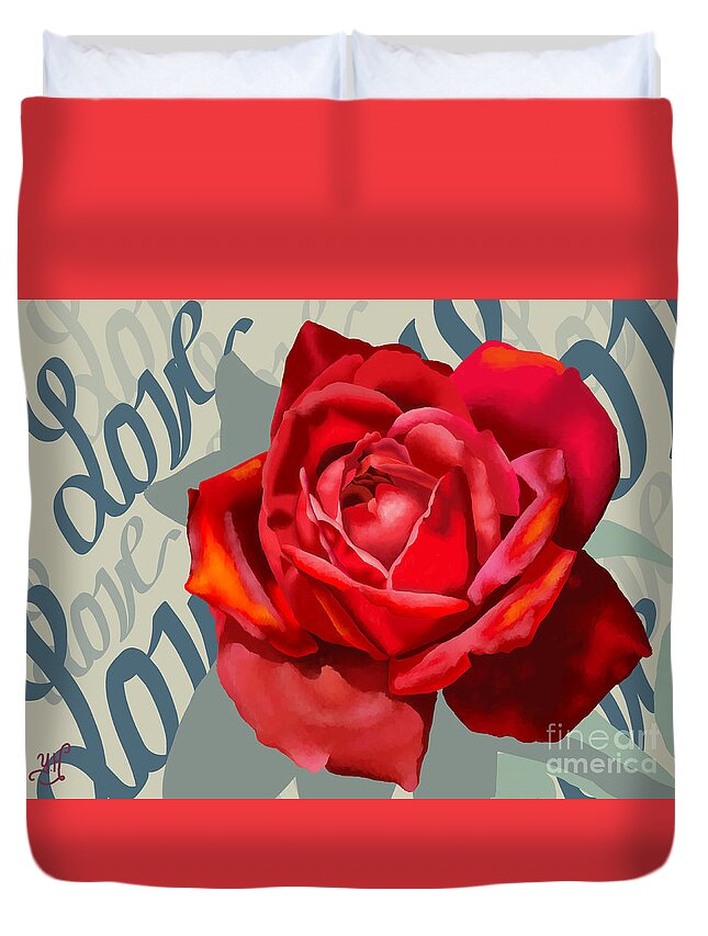 Rose Duvet Cover featuring the digital art Love by Yenni Harrison