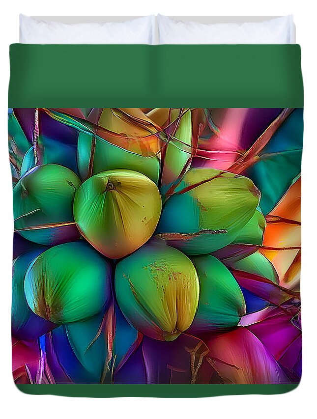 Coconut Duvet Cover featuring the photograph Lovely Bunch of Coconuts by Debra Kewley