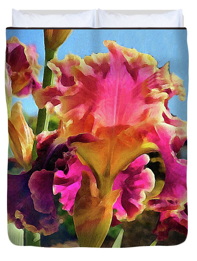 Iris Duvet Cover featuring the digital art Lovely Iris by Jeanette French