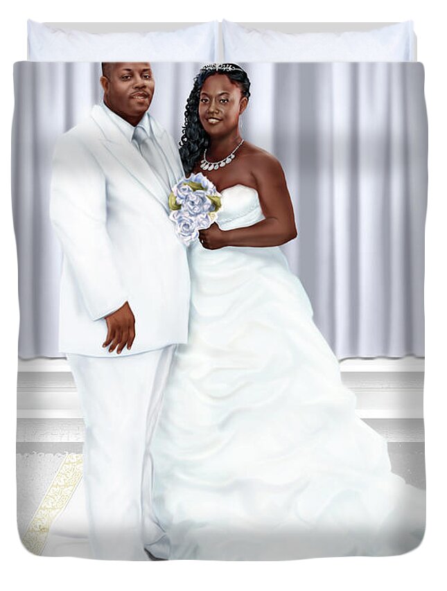 Wedding Painting Duvet Cover featuring the painting Lovely Trena Wedding Day A4 by Reggie Duffie