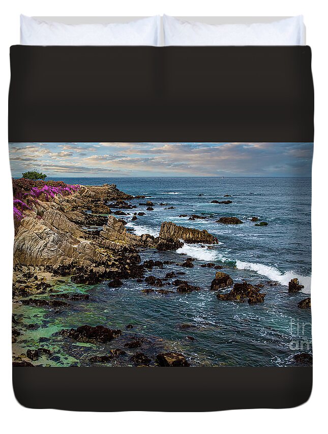 Beach Duvet Cover featuring the photograph Lover's Point Rocky Coast by David Levin