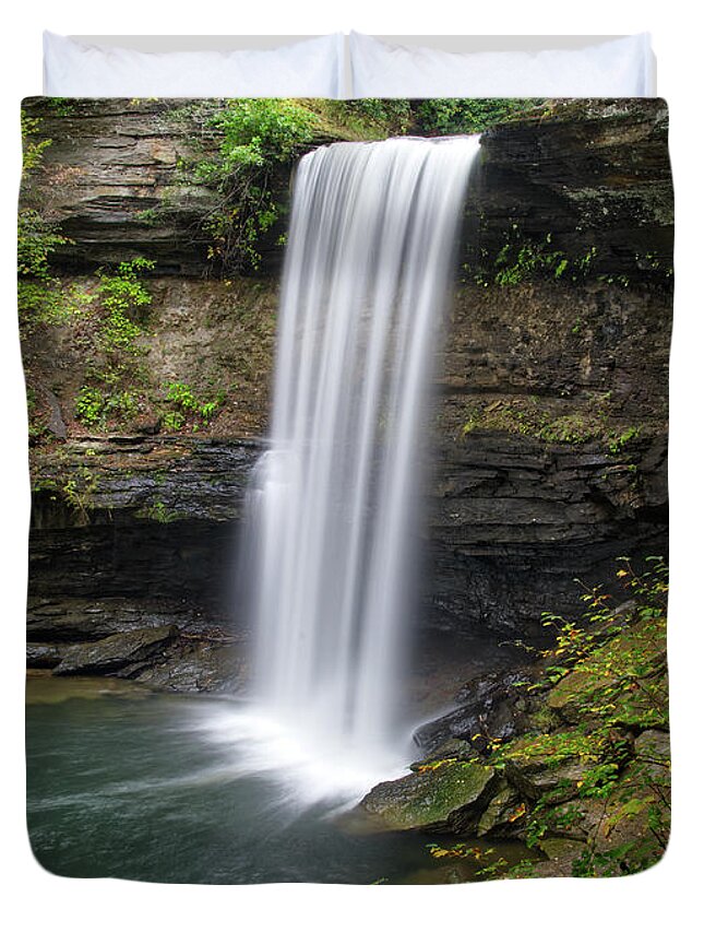 Greeter Falls Duvet Cover featuring the photograph Lower Greeter Falls 11 by Phil Perkins