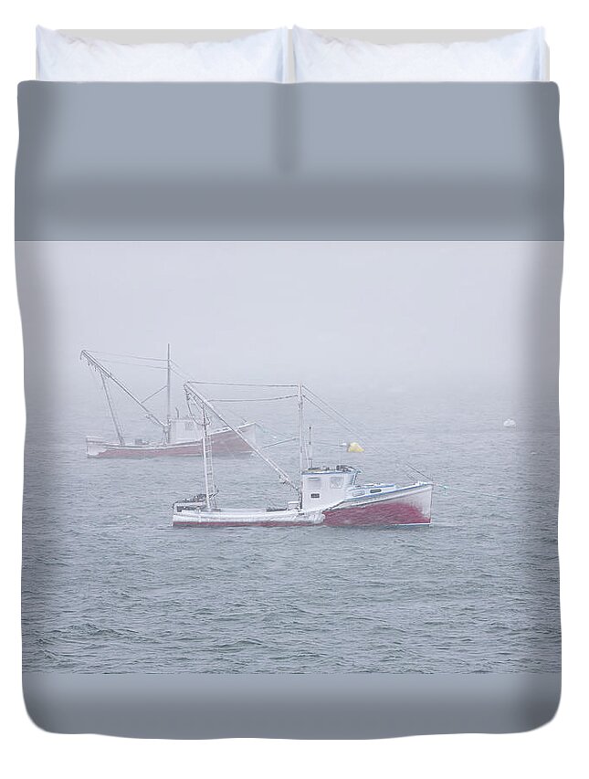 Maine Duvet Cover featuring the photograph Lubec Twins by Colin Chase