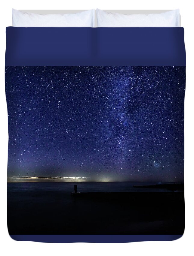 Nature Duvet Cover featuring the photograph Ludington Milky Way by Joe Holley
