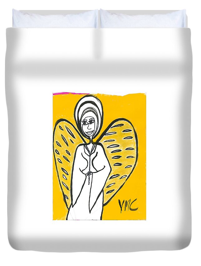 Angel Duvet Cover featuring the painting Luminatrea by Victoria Mary Clarke