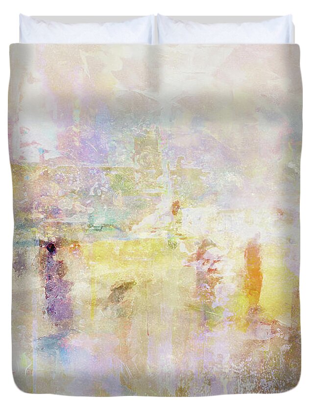 Abstract Duvet Cover featuring the painting Luminous Notions Of Beach Life - Abstract Art by Jaison Cianelli