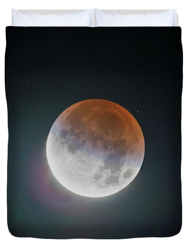 Moon Duvet Cover featuring the photograph Lunar Eclipse 2021 by David Beechum