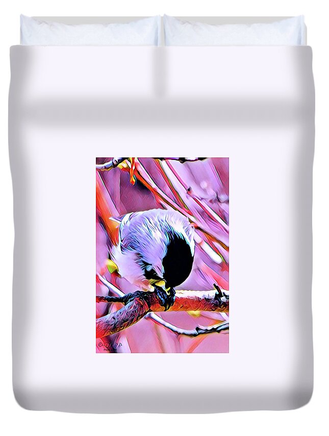 Chickadee Duvet Cover featuring the photograph Lunch by Dorrene BrownButterfield
