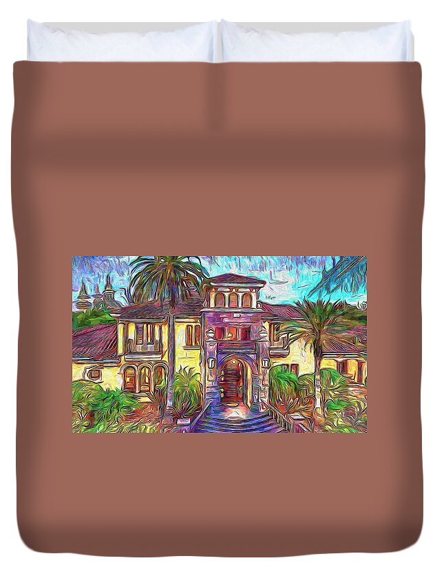 Paint Duvet Cover featuring the painting Luxury home by Nenad Vasic
