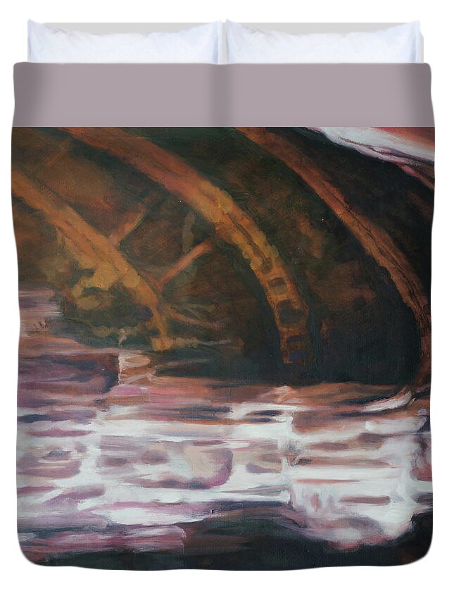 #injureofthespine Duvet Cover featuring the painting Lying Spine, Study 5 by Veronica Huacuja
