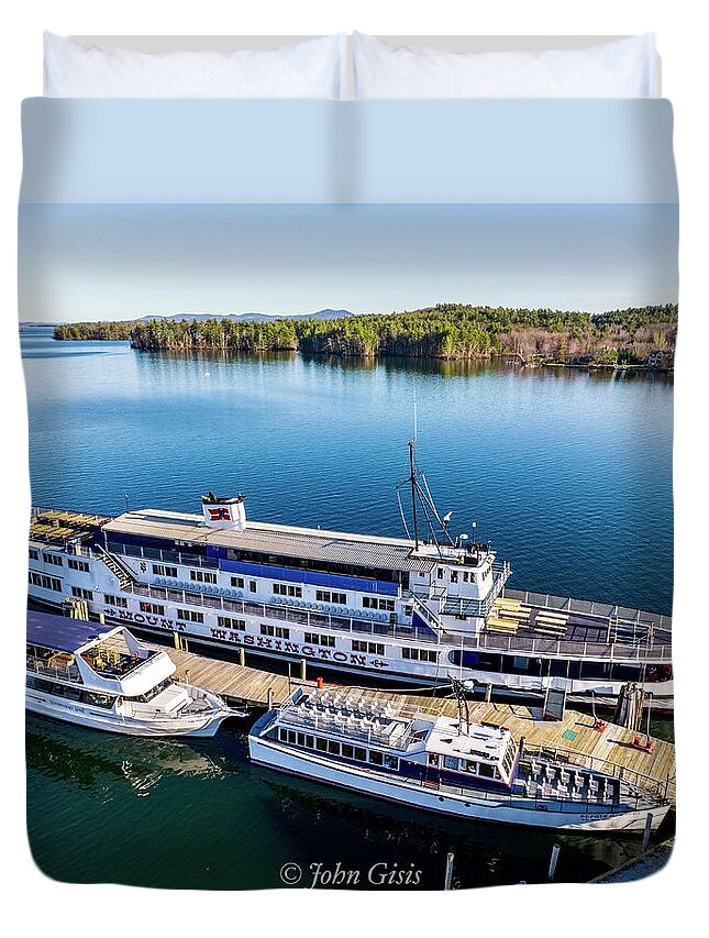  Duvet Cover featuring the photograph M/S Mount Washington at Center Harbor by John Gisis
